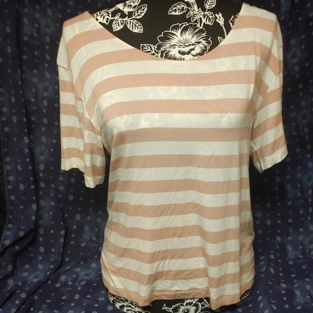 Bycorpus Tan White Striped Lace Up Back